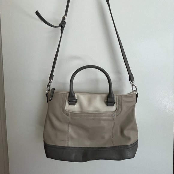 Tignanello Gray Color Block Leather Handbag - Picture 2 of 10